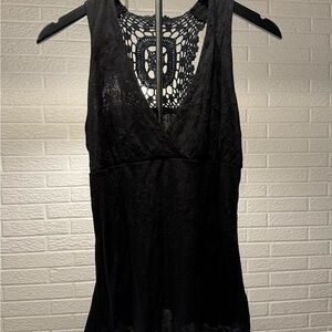 Elegant Black Lace Tank Top‎